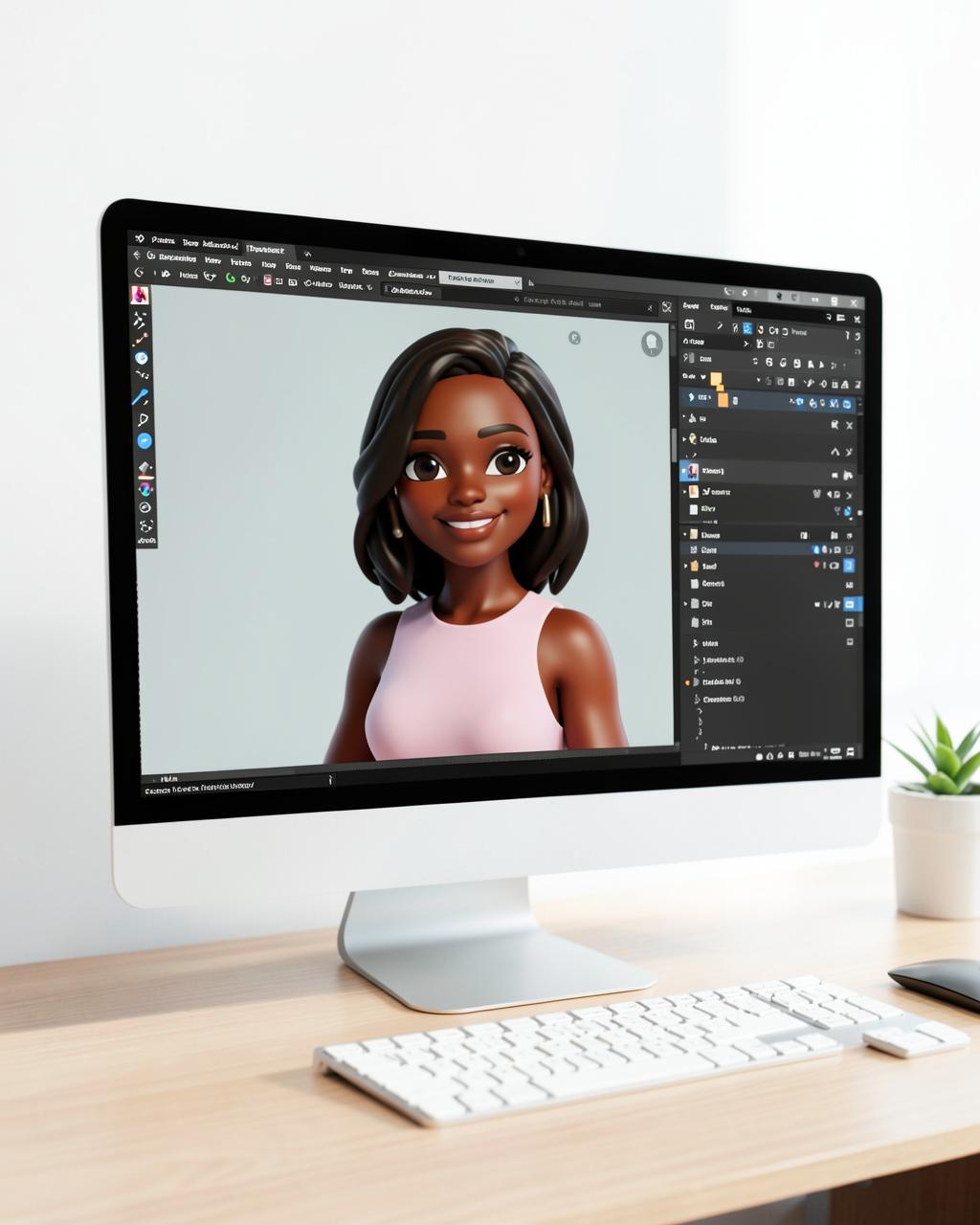 Custom 3D avatar being designed on a computer